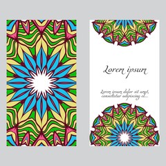 Templates for greeting and business cards. Vector illustration. Oriental pattern with. Mandala. Wedding invitation
