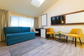 Interior of a loft hotel apartment