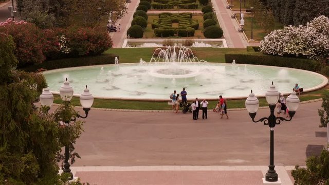Fountain in Fuente de Colores - Parque Grande in  Zaragoza, Aragon, Spain  - medium
