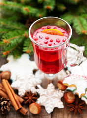 Glass of hot mulled wine