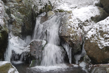 Fototapeta na wymiar Winter of the Haydushki Waterfalls in Berkovitsa. 