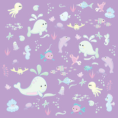 Sea Pattern modern style delicate color. background