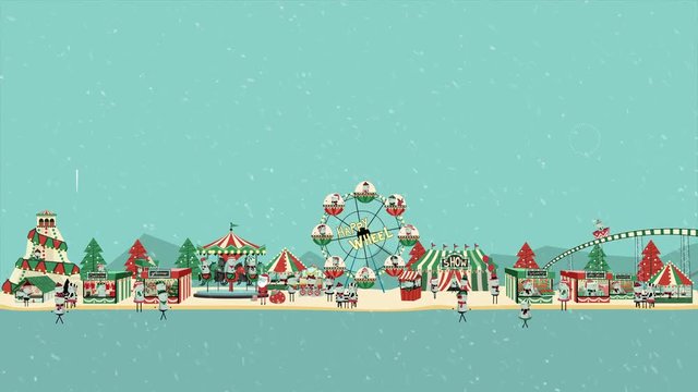 Cute winter carnival cartoon, Animation looping.