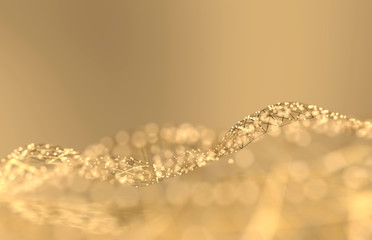 Digital wire-frame Gold Abstract Background, Rendering.