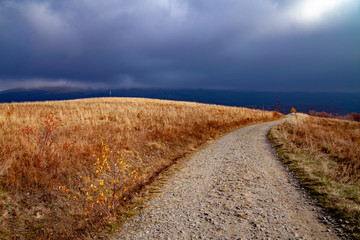 Landscape of autumnal peaks of the Carpathians.