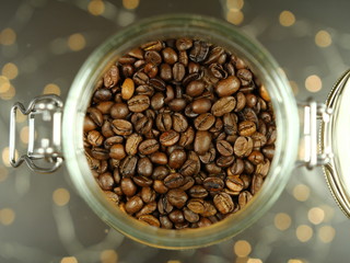 Zdrowa żywność - Kawa - ziarna kawy w słoiku