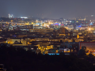 Fototapeta premium View of night Prague from the top