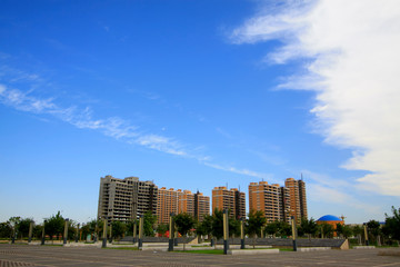 Fototapeta na wymiar Luannan county city building scenery, China