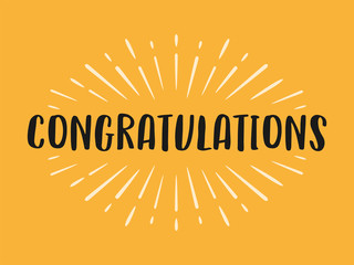 Handwritten Congratulations Card with Sunburst