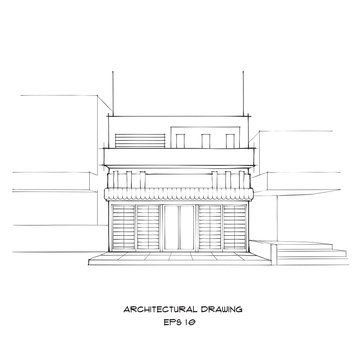 Architectural Sketch on White Background : Vector Illustration