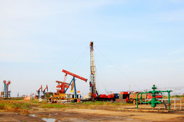 Fototapeta na wymiar oil drilling operation scene in the JiDong oilfield, China.