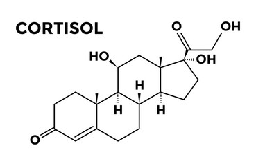 Cortisol adrenal hormone structural chemical formula - obrazy, fototapety, plakaty