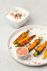 Healthy roasted carrots On white background