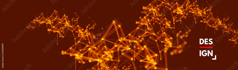 Wall mural 3d connection structure. futuristic technology style. low-poly element for design. vector illustrati