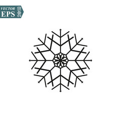 Snowflake icon. Flat vector illustration in black on white background. EPS 10