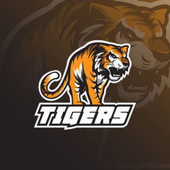 Fototapeta na wymiar Beast tiger mascot logo design vector with badge emblem concept for sport, esport and team.