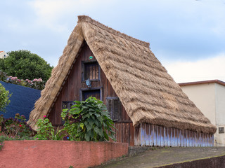 Fototapeta na wymiar Traditional historic house in village Santana, Madeira.