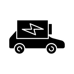 Electric car battery charging glyph icon