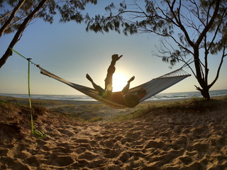 Hammock at the beach on Fraser Island, Australia