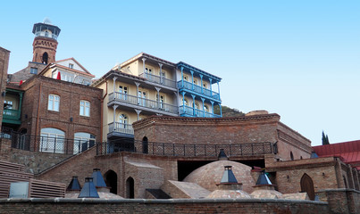 Sulfur bath in Abanotubani Tbilisi. Georgia classical architecture. Tbilisi old town landmark located at the bank of the Mtkvari (Kura) River. © Алексей Боев