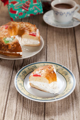 Spanish typical dessert of epiphany roscon de reyes