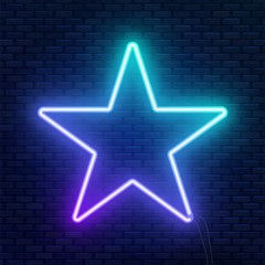 Neon glowing star sign. Can be used as a text frame.