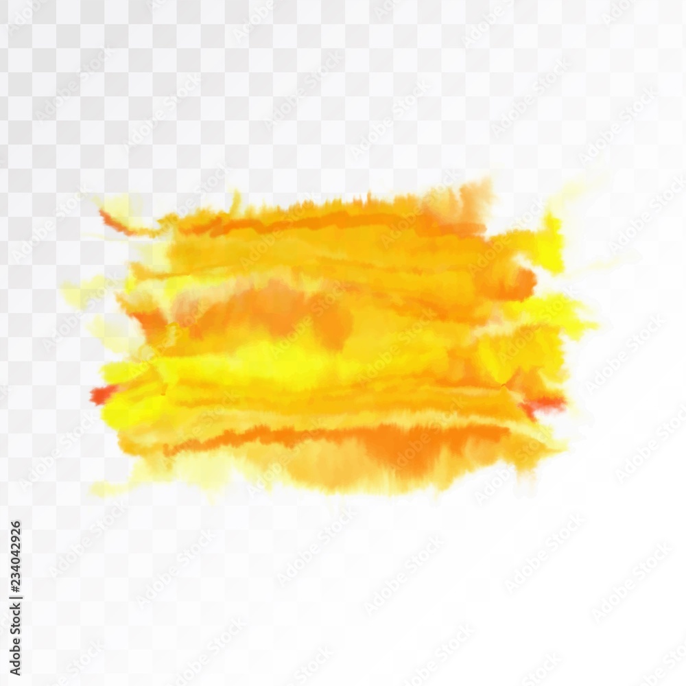 Wall mural Yellow watercolor artistic spot. Isolated on transparent background, vector illustration.