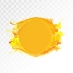 Yellow watercolor artistic spot, isolated on transparent background. Vector illustration.