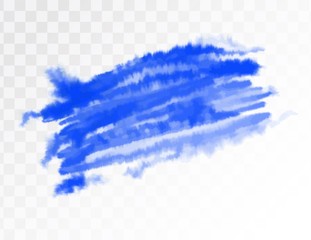 Blue watercolor artistic spot. Isolated on transparent background, vector illustration.