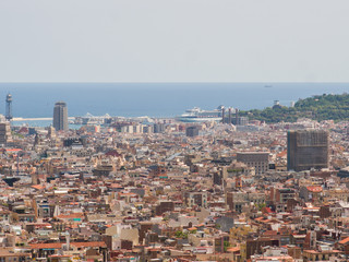 Panorama of the city of Barcelona from the top.