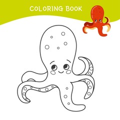Coloring book for children. Cartoon sea animal.