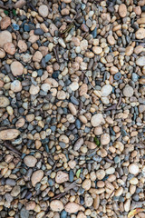 variety of gravel decorated on ground in garden