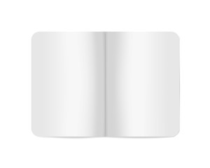 Open white blank softcover notebook or brochure, vector mockup