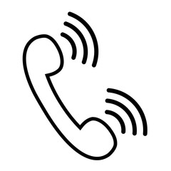 Phone call line icon. Phone receiver with signal waves. Vector Illustration