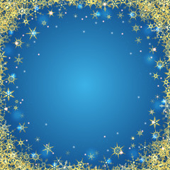golden snowflakes on colored background