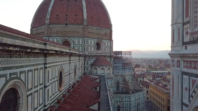 Aerial view on the city and Cathedral of Santa Maria del Fiore. Florence, Tuscany, Italy