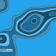 3D abstract background with light green paper cut waves