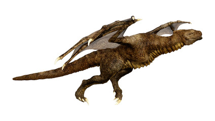 3D Rendering Fairy Tale Dragon on White