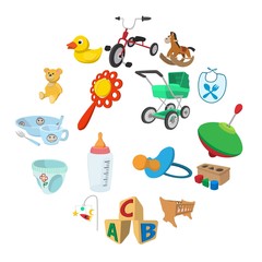 Baby cartoon icons set for web and mobile devices