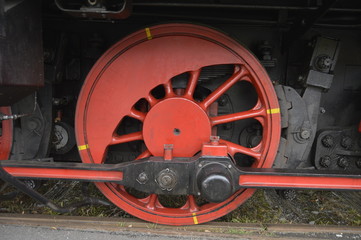 wheels of old locomotive