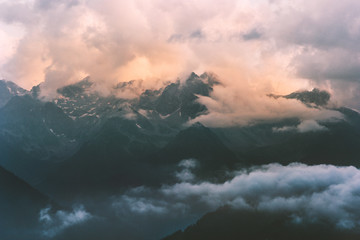 Mountains and clouds Landscape Travel aerial view wilderness nature moody weather sunset scenery