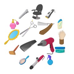 Barber shop cartoon icons. Hairdresser set isolated on white background
