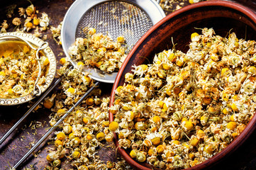 Dried chamomile buttons
