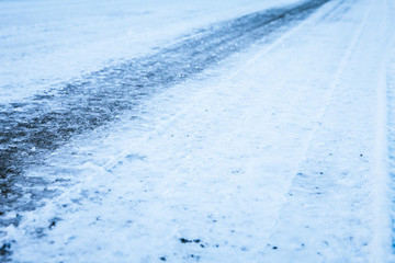 snow road with ice danger street