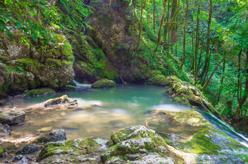 Beautiful waterfall in the forest, georgia