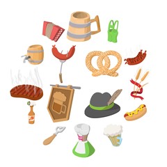 Oktoberfest party cartoon icons set isolated on white background