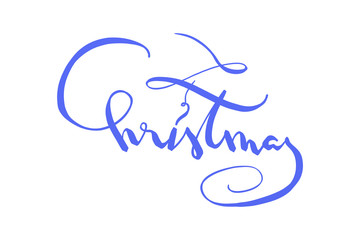 Christmas elegant blue lettering isolated on white background