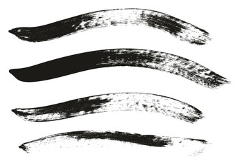 Calligraphy Paint Brush Curved Lines High Detail Abstract Vector Background Set 03