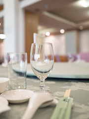 Close up picture of empty glasses in restaurant