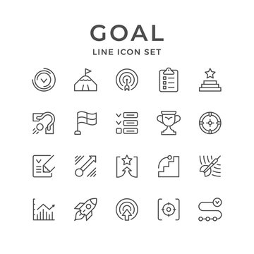 Set line icons of goal